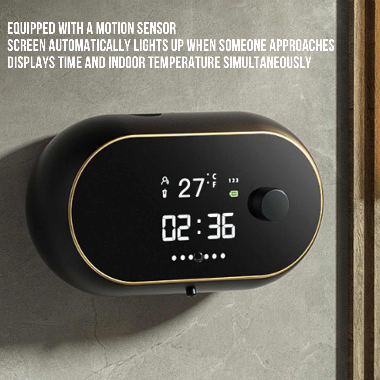 Fockety Dispenser Automatico di Sapone, Dispenser di Sapone Schiumogeno Touchless Ricaricabile a Parete, di per le Mani di Grande capacità con Display Digitale (BLACK)