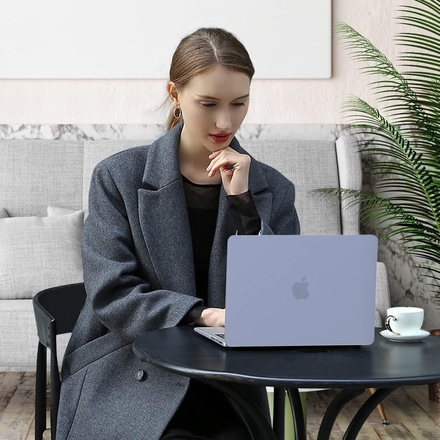 MOSISO Compatible with MacBook Pro 14 inch Case 2021 2022 Release A2442 M1, Vertical Sleeve Bag&Plastic Hard Shell&Keyboard Skin&Screen Protector&Storage Bag,Lavender Gray&Gray