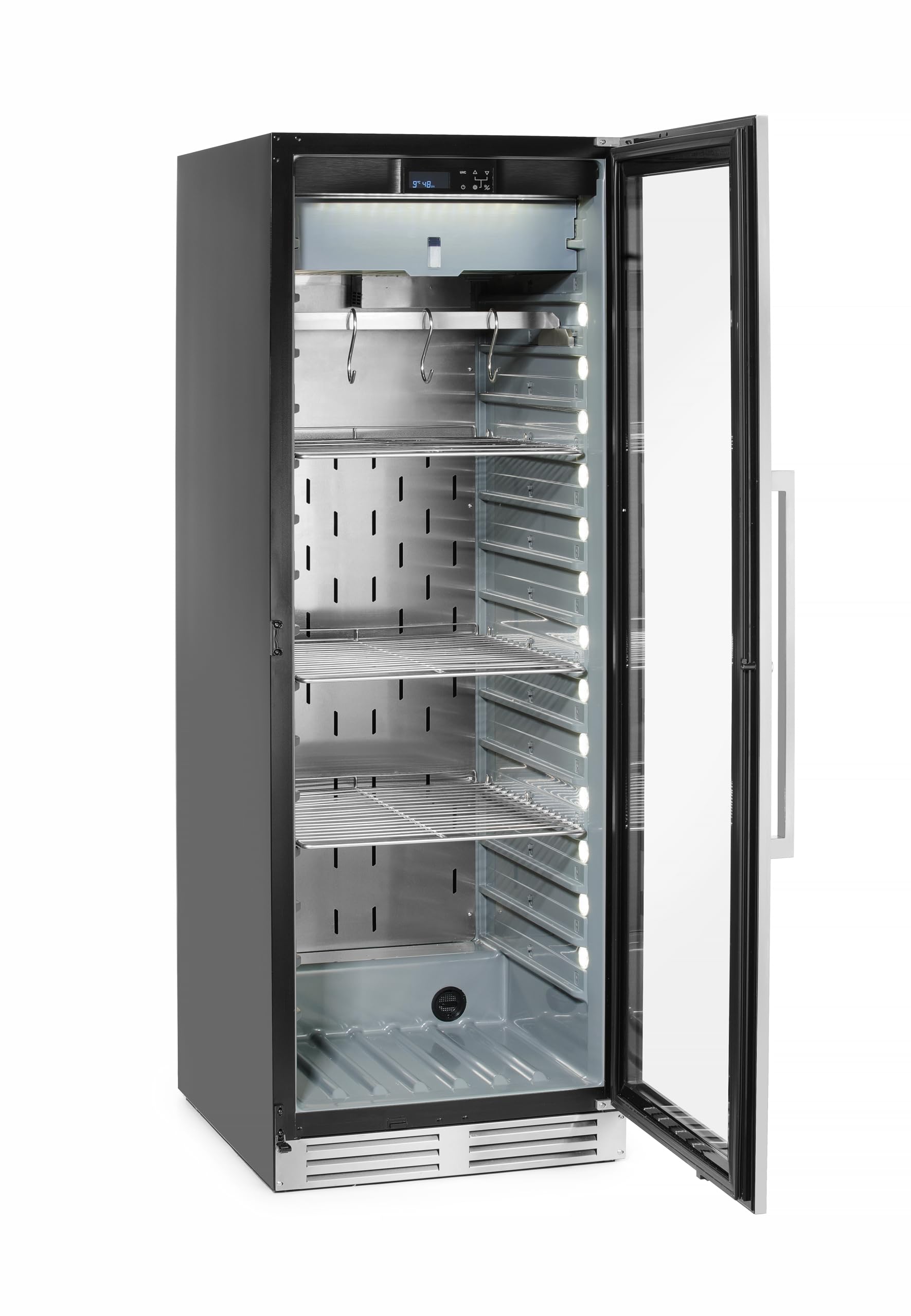 HENDI Fleischreifeschrank, Dry-Aging Reifeschrank, Dry Aged Kühlschrank, 352L, 220-240V, 170W, 595x710x(H)1720mm, Edelstahl