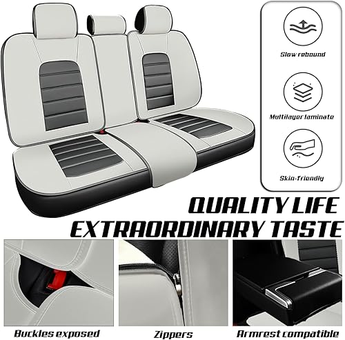 Miniatura 5 de ILMO Fundas de asiento para Ford F350 2011-2024, protectores de asiento de camión impermeables de piel de napa con tacto suave, fundas interiores