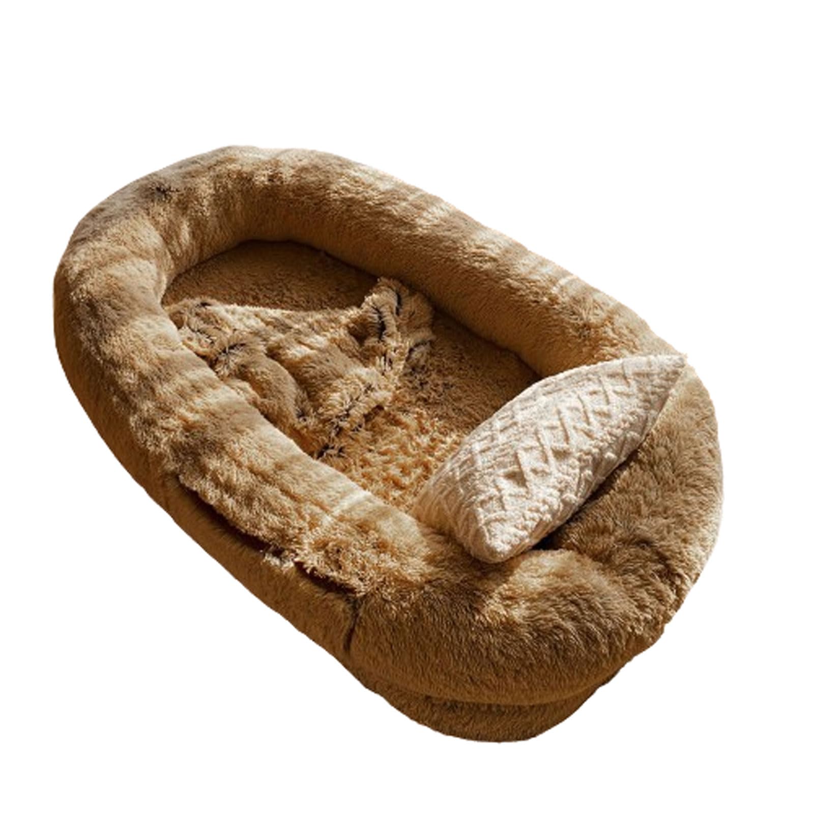 BlissbuiltLarge Dog Bed Pet Sofa Bed Fluffy Dog Couch Bed Super Soft Comfy Pet Sofa Large Space Non-Slip Bottom Soft Plush Comfy Snuggle Rug With Soft Neck Bolster For Large And Extra Large Dogs