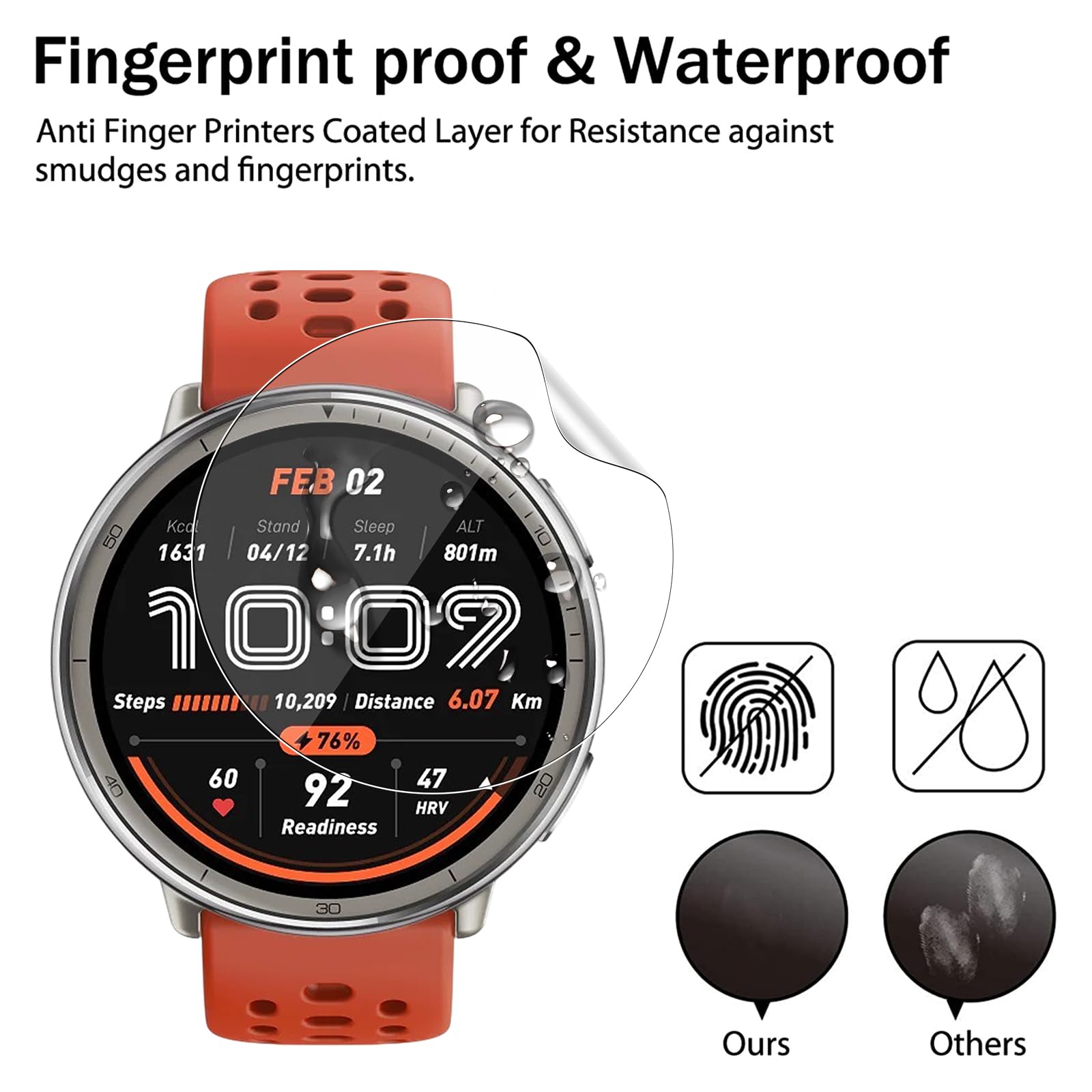 Pellicola Protettiva Per Amazfit Active 2 - Set Da 3, TPU Flessibile, Copertura Totale - Anti-Graffi E Impermeabile - Foto 10