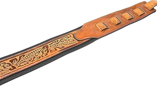 Miniatura 6 de Walker & Williams GB-104 Latigo Tan Correa De Guitarra Acolchada Patrón De Roble Vivo Para Guitarras Acústicas, Eléctricas Y Bajo, Marrón