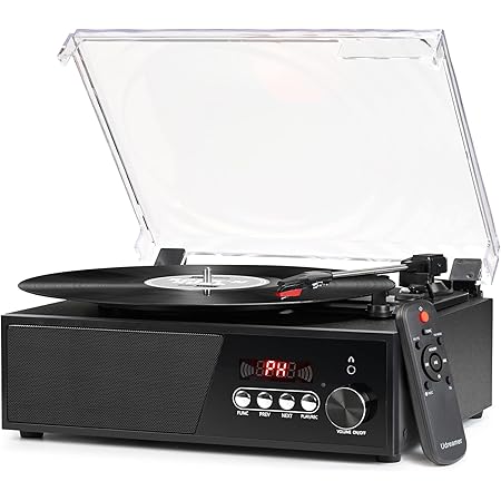 Vinyl Record Player Bluetooth with USB Digital FM Radio Remote Control Vintage Turntable for Vinyl Records with Speakers 3 Input RCA Line Out