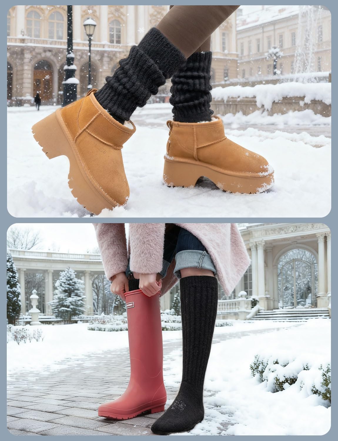 Alpaca Wool Knee High Terry Lined Boot Socks Heavyweight,Winter Thick Warm Fleece Thermal Moisture Wicking - Image 2