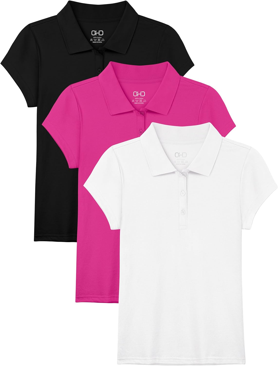 OHD 3 Pack Girls Polo Shirt School Uniform Polo for Girls Cotton Soft Short Sleeve Classic Collared Polo Shirt Size 3T-14 OHD 3 Pack Girls Polo Shirt School Uniform Polo for Girls Cotton Soft Short Sleeve Classic Collared Polo Shirt Size 3T-14