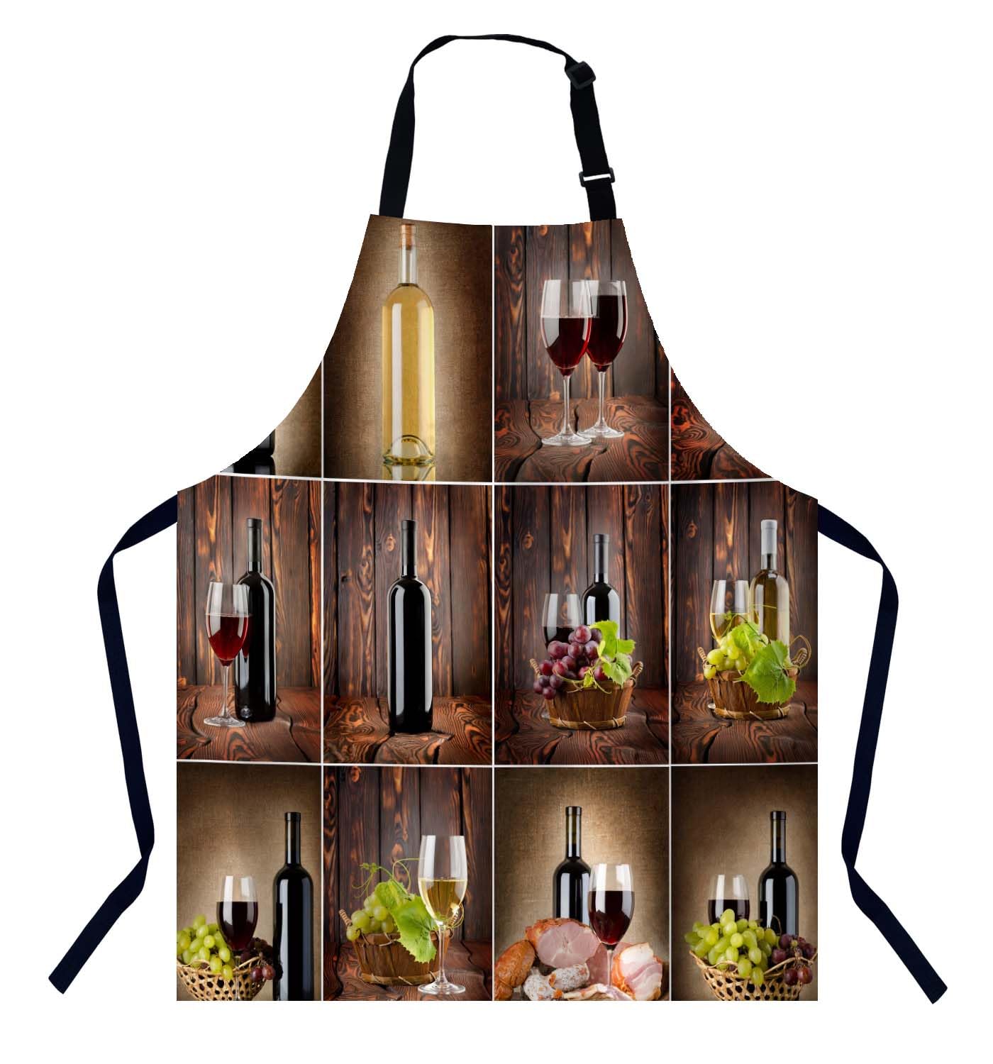 Bgbdeia Women's Wine Collage Kitchen Apron For Men, Adjustable Apron Chef Bakers Apron Cooking Apron Cooking Baking Gardening