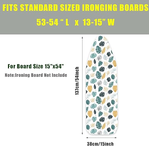 Miniatura 2 de Funda para tabla de planchar de 15 x 54 pulgadas, resistente al calor, borde elástico resistente, superficie antideslizante, múltiples patrones