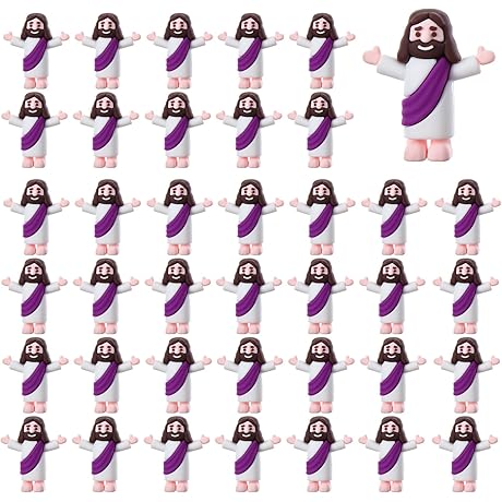 60 Miniature Purple Jesus Figurines for Easter Festivities