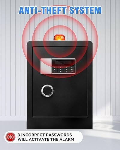 Miniatura 7 de Caja fuerte resistente para el hogar de 6.0 pies cúbicos con teclado digital seguro, bloqueo de llave, pantalla LCD, estante extraíble y luz de