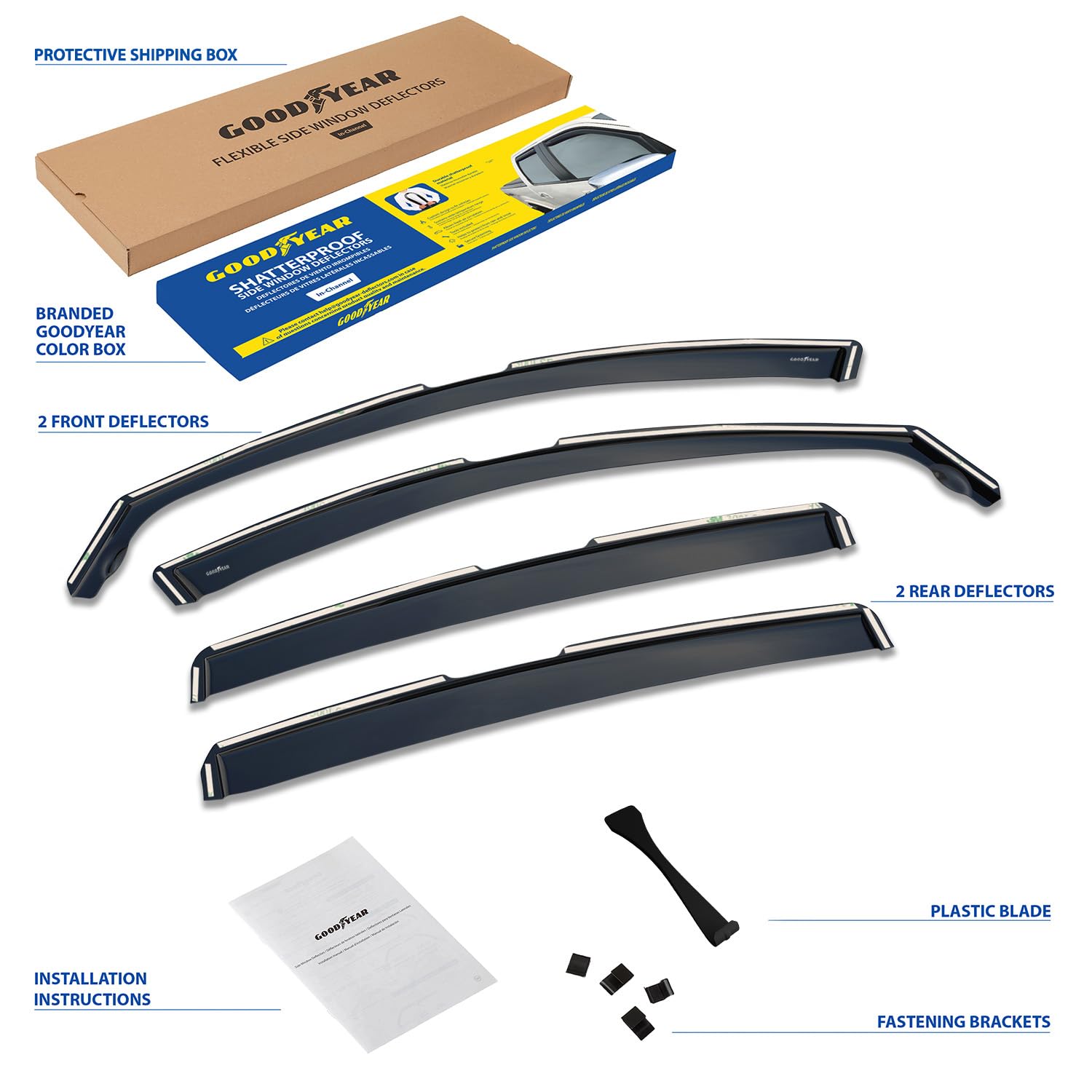 Goodyear Incasso Deflettori antiturbo Compatibile con Honda HR-V 2015-2021- Accessori Auto - Deflettori finestrini - Deflettore Aria Auto - Protezione Meteo - Facilità di Installazione - 4 PZ B