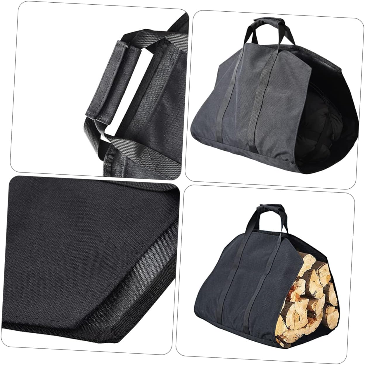 Black Oxford Cloth Firewood Log Carrier with Double Handles Xmas
