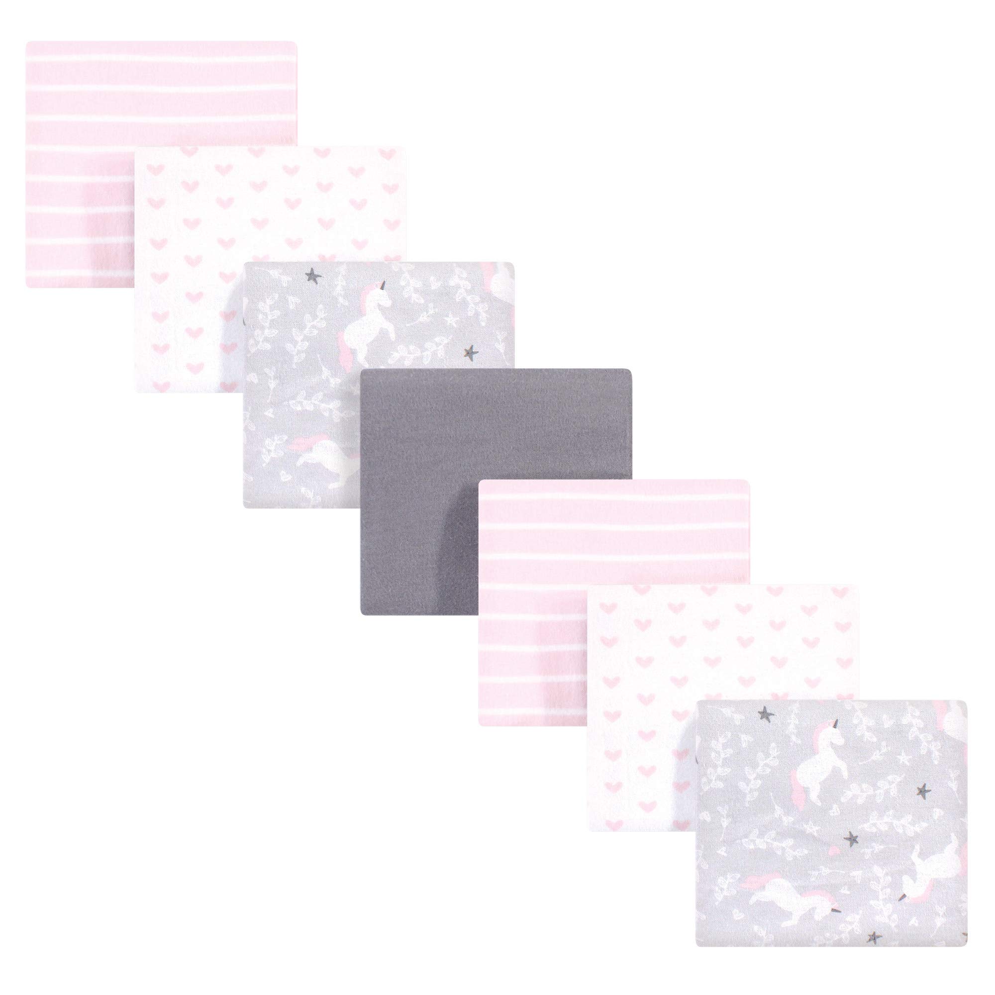 Hudson Baby Unisex Baby Cotton Flannel Receiving Blankets Bundle, Whimsical Unicorn, One Size