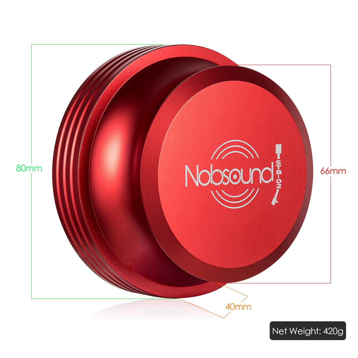 Nobsound LP Vinyl Turntable Disc Stabilizer Record Weight Metal Matte Black - Sospensione del pannello sonoro nero (rosso)