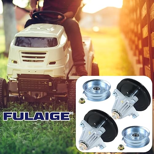 Miniatura 2 de Paquete de 2 conjuntos de husillo 918-06977A con polea tensora 756-05034A reemplazan 918-06977 para Cub Cadet XT1-LT46, XT2-LT46, Craftsman T225,