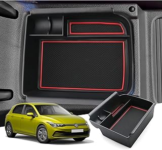 GAFAT V-W Golf 8 8.5 MK8 GTI GTE GTD Alltrack R Variant 2020-2024 2025 Centre Console Storage Box Armrest, Golf 8.5 Organiser Tray Centre Armrest Glove Box (Red)
