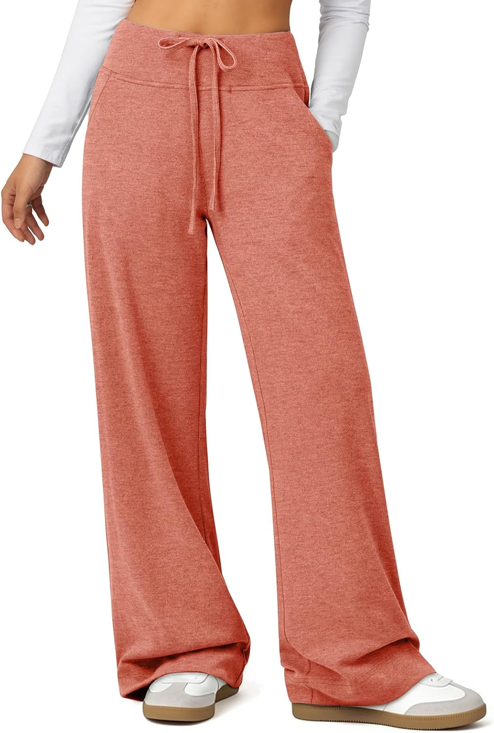 ATHMILE Womens Wide Leg Sweatpants Baggy High-Waisted Drawstring Sweat Pants Fashion Comfy Joggers with Pockets
