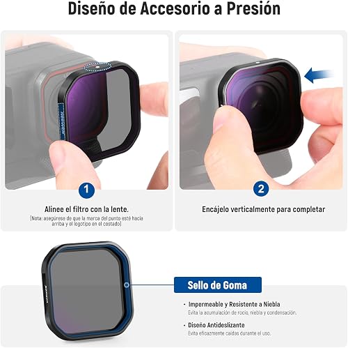 NEEWER 4 Pack Filtre ND Polarisants Compatible avec Insta360 Ace Pro 2, ND8/PL+ND16/PL+ND32/PL+ND64/PL,Non Compatible Version Mise à jour Dotée d'Une Nouvelle Protection Objectif Octogonale Ronde,FL91 - 7