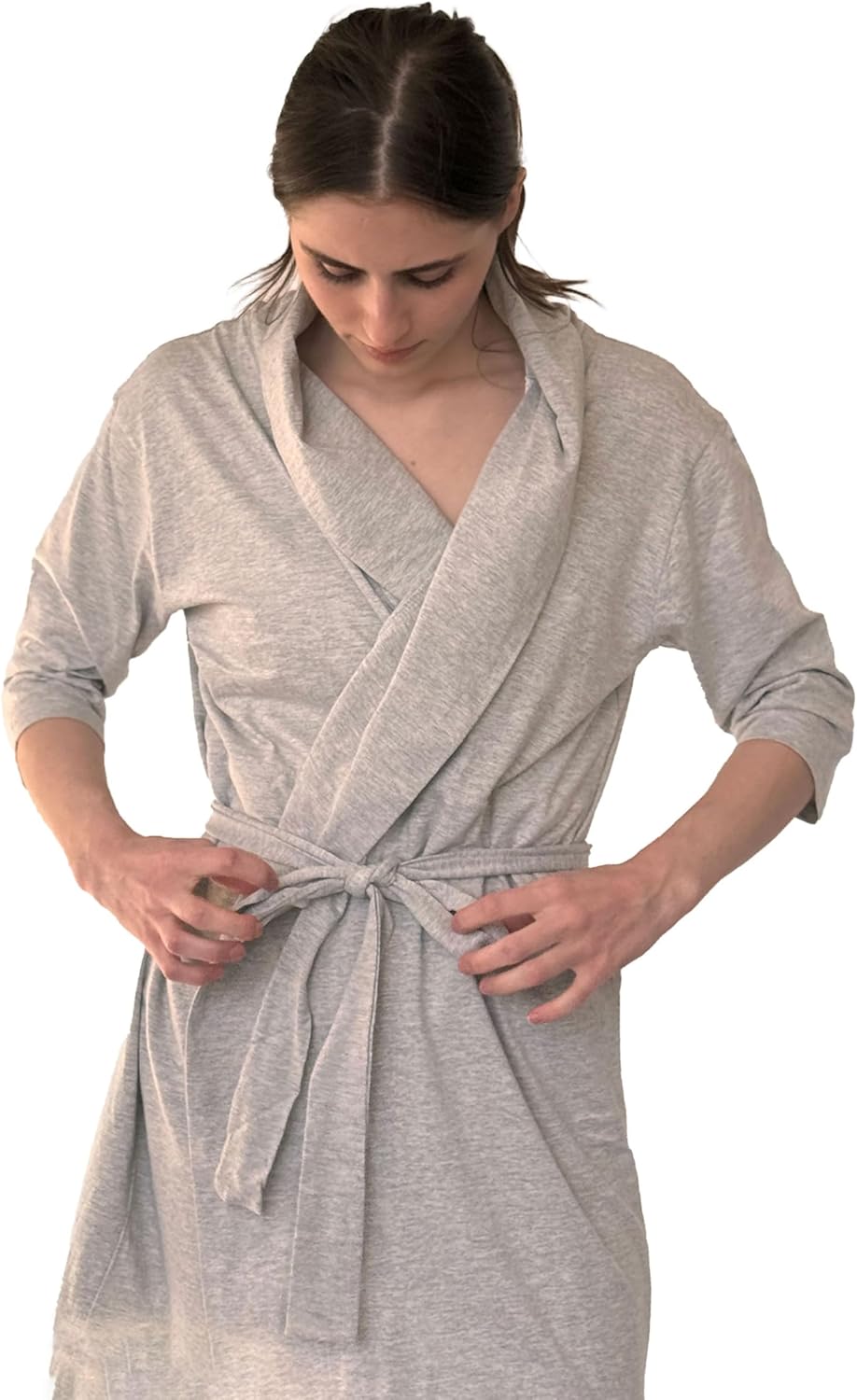 USBD Post Mastectomy Robe With Inside Drain Pockets Women Recovery Bathrobe - Image 4