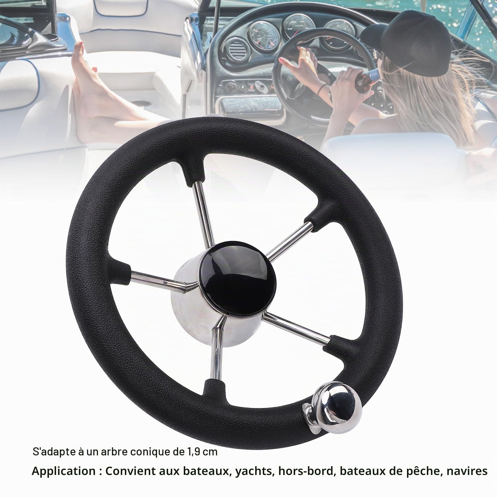 Volant Marin, Bateau 11 pouces, 5 rayons, 25 degrés, acier inoxydable, ajustement universel pour bateaux, yachts, bateaux à moteur, bateaux de pêche, navires