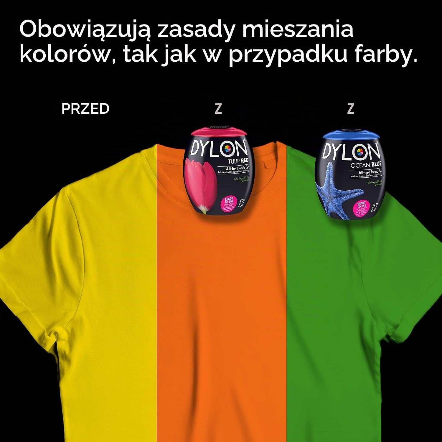 Dylon Farba do tkanin pralkowych Intensywna czerń, 350 g, opakowanie może się różnić Czarny satynowy
