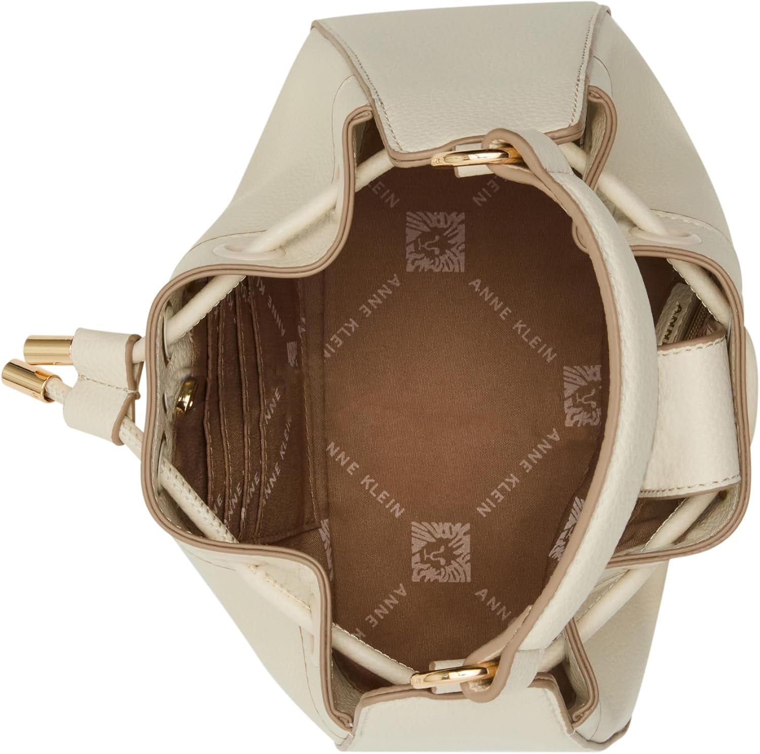 Anne Klein Drawstring Bucket with 2 Detachable Straps, Parchment
