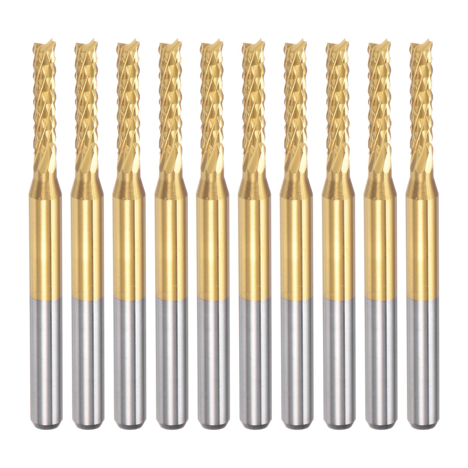 QUARKZMAN 10 Pièces 2.2mm Titane Manteau Carbure Fraise Gravure Fraise CNC Routeur Bits pour Machine à PCB, Tige 1/8"