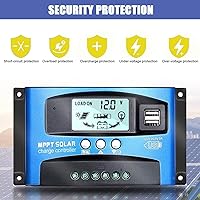 Vista 2 de 100A MPPT Controlador de carga solar 12v/24v actual enfoque automático MPPT carga de seguimiento con pantalla LCD Regulador solar dual USB