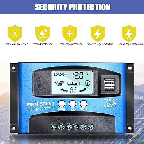 Miniatura 3 de 100A MPPT Controlador de carga solar 12v24v actual enfoque automático MPPT carga de seguimiento con pantalla LCD Regulador solar dual USB