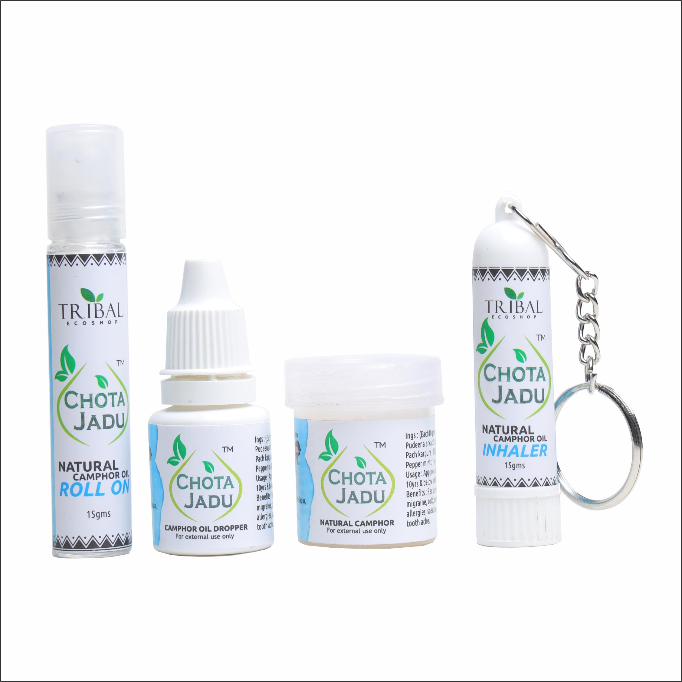 Chota Jadu – Instant Migraine & Headache Relief Balm, Roll On, Dropper & Inhaler | Made with Natural Camphor Oil & Herbal Extracts - Combo Pack-image-42