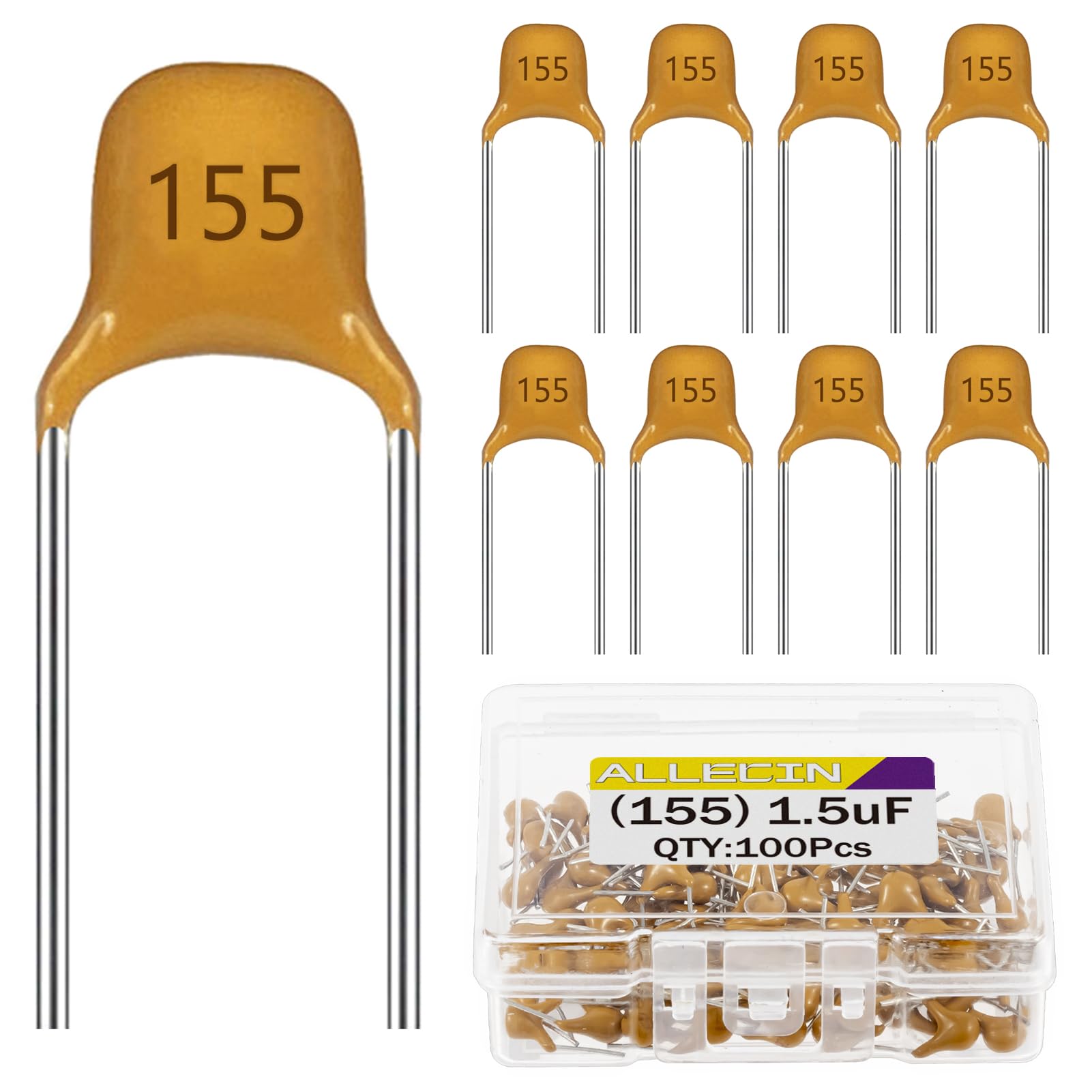 ALLECIN 1.5uF 155 Ceramic Capacitors 1.5uF-155 Multilayer Monolithic Capacitor(Pack of 100Pcs)