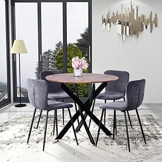 GOLDFAN Solid Wooden Dining Table and 4 Chair...,