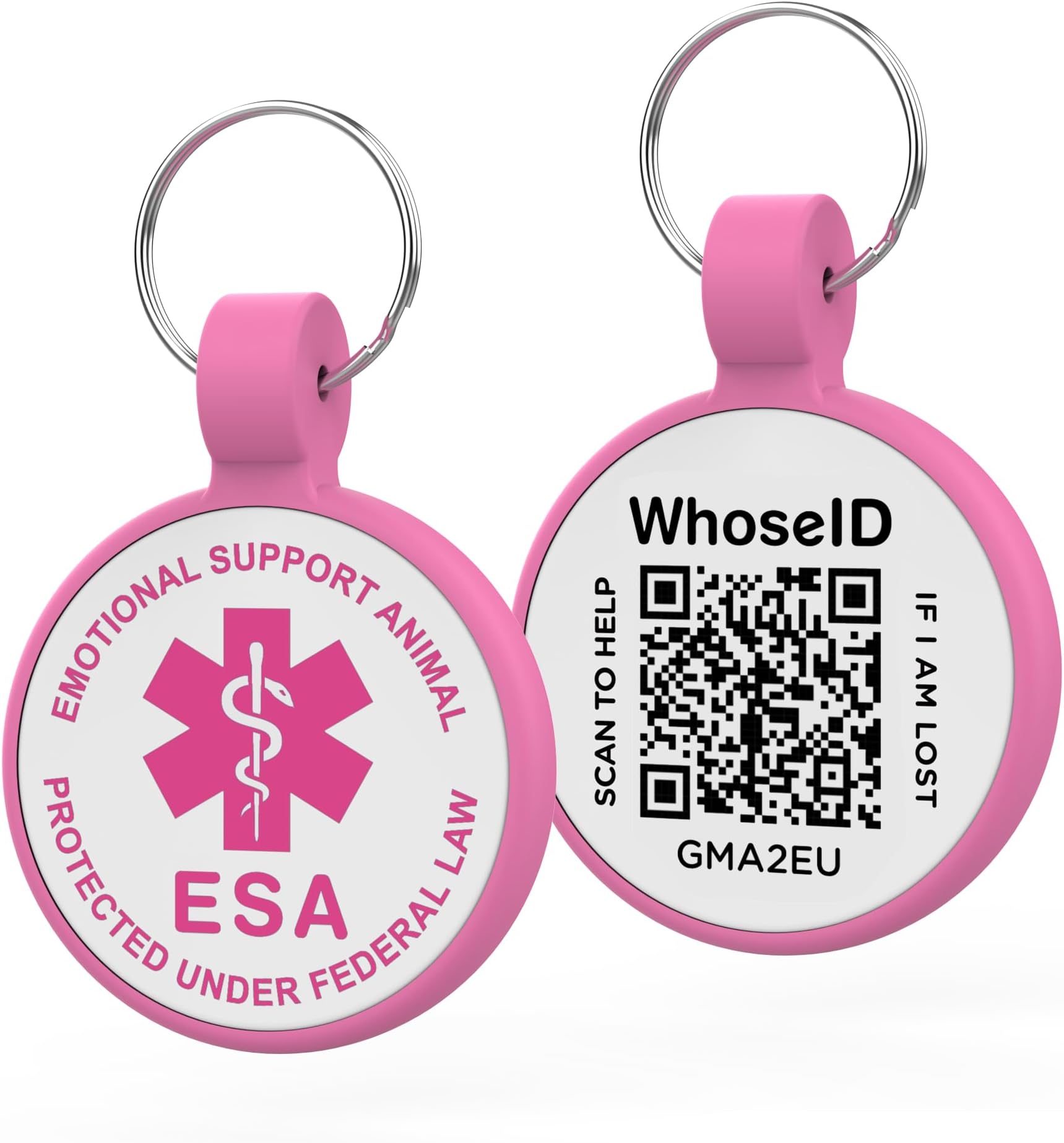 WhoseID QR Code Dog Tag, QR Code Pet ID Tag, Dog ID Tag, Small Cat Tag for Kitten and Puppy, Modifiable Free Pet Online Profile, Scan QR Code Send Instant Pet Location Alert Email (Rose, Regular)