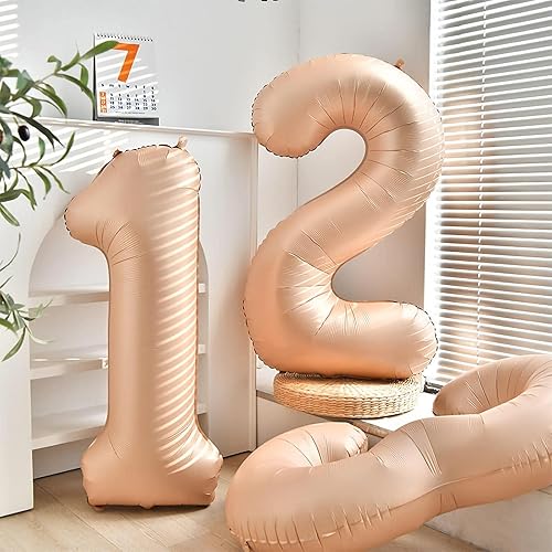 Miniatura 4 de 1 Balloon, Number 1 Balloons 40 Inch, Beige Large Big Foil Number 1 Balloon for First Birthday Party Graduation Wedding Anniversary Baby Shower