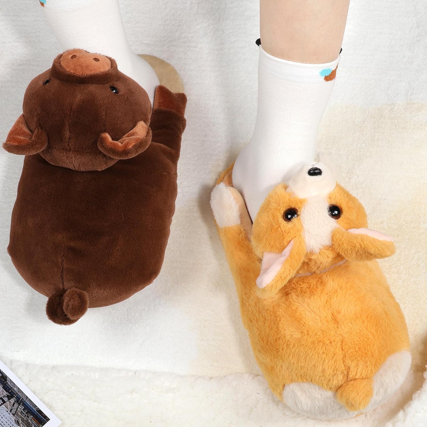 Funny Animal Slippers for Women, Cartoon Cute Fluffy Animal Slippers Cotton Soft Memory Foam Indoor Slippers,Birthday Gifts for Women - Image 5