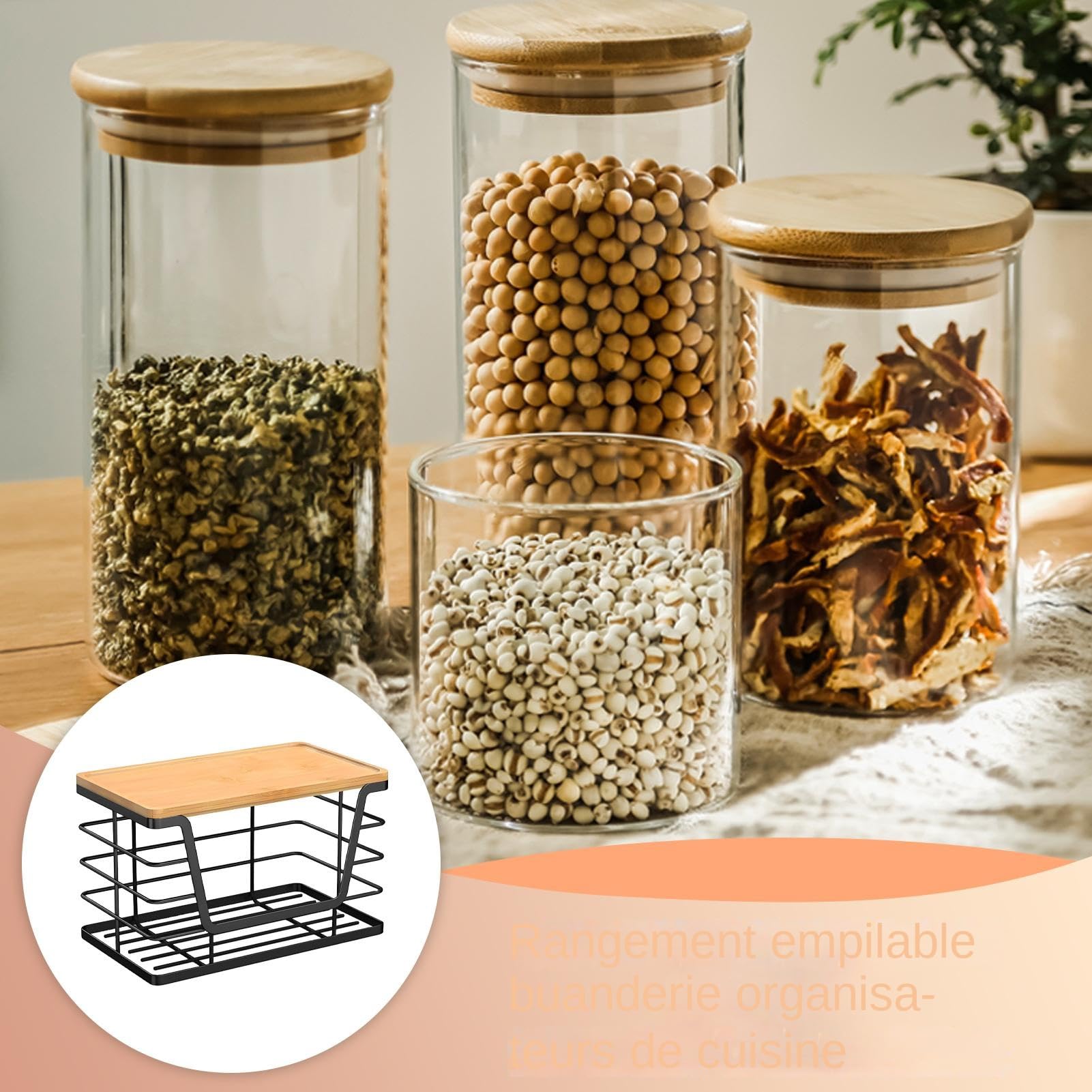 Dispensador de Bolsas de Papelera,Organizador de Pared con Bandeja de Madera | Organizador de Pared Apilable para Cocina Baño Lavadero Armario Balcón