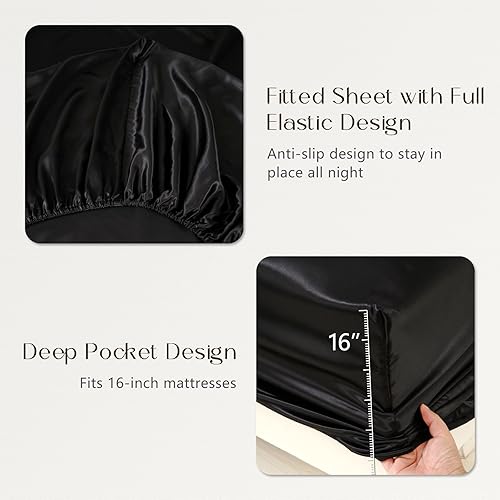 Miniatura 5 de ZIMASILK Sábana bajera ajustable 100% seda de morera 19 Momme, sin costuras, con bolsillo profundo, suave, sedosa e hipoalergénica para un sueño de