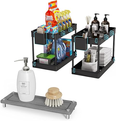 Organizador de fregadero de secado instantáneo y organizador para debajo del fregadero
