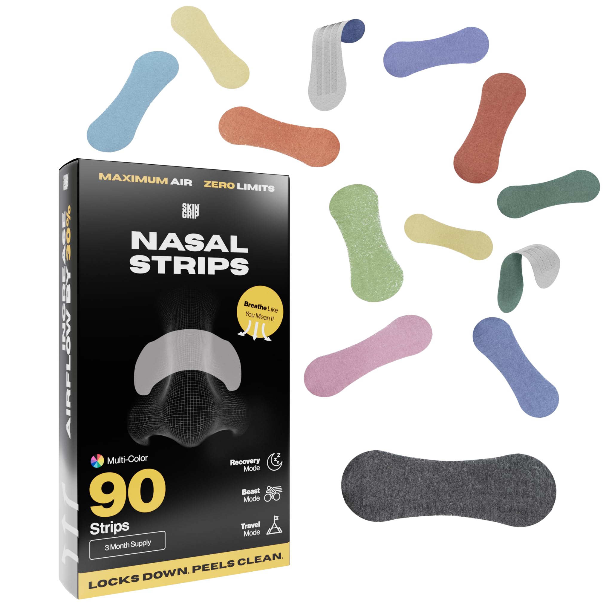 Skin Grip Nasal Strips for Snoring Breathing Instant Relief from Nasal Congestion Drug-Free Snore Strips All-Day Hold Sleep