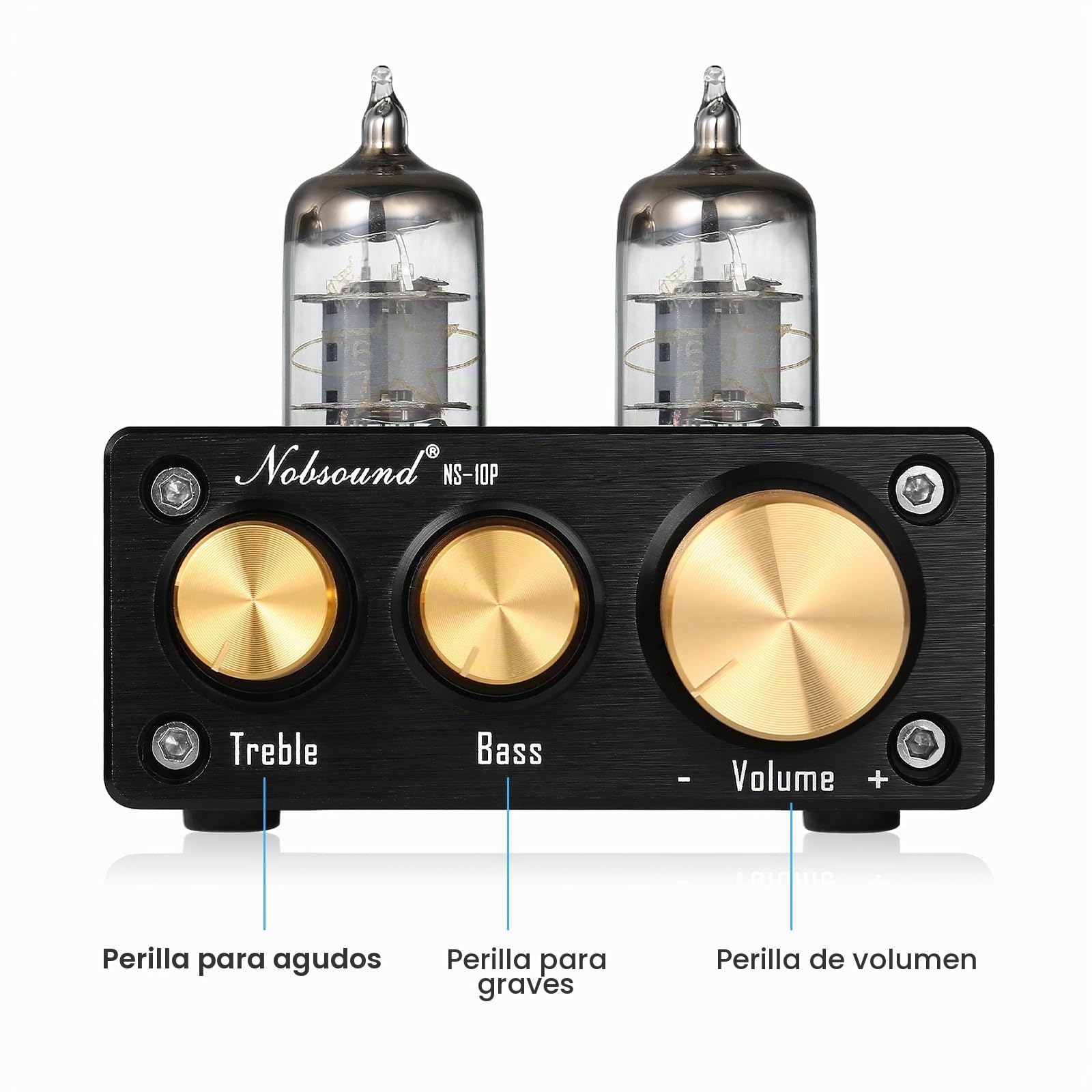 Nobsound NS-10P Mini Preamplificador Valve Tube Preamp Audio Hi-Fi Stereo con Regulador de Agudos Bass