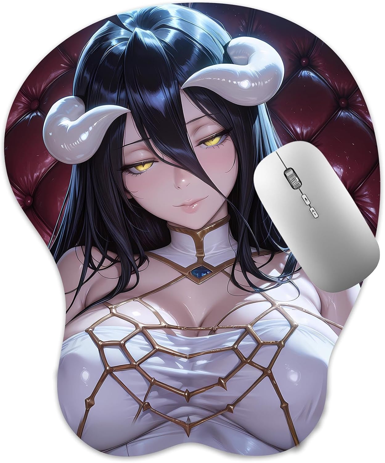 3D Mouse Pad, Oppai Mousepad with Soft Gel Wrist Rest Anime Manga Gaming Boob pad Anti-Slip Mouse Mat, Albed 6