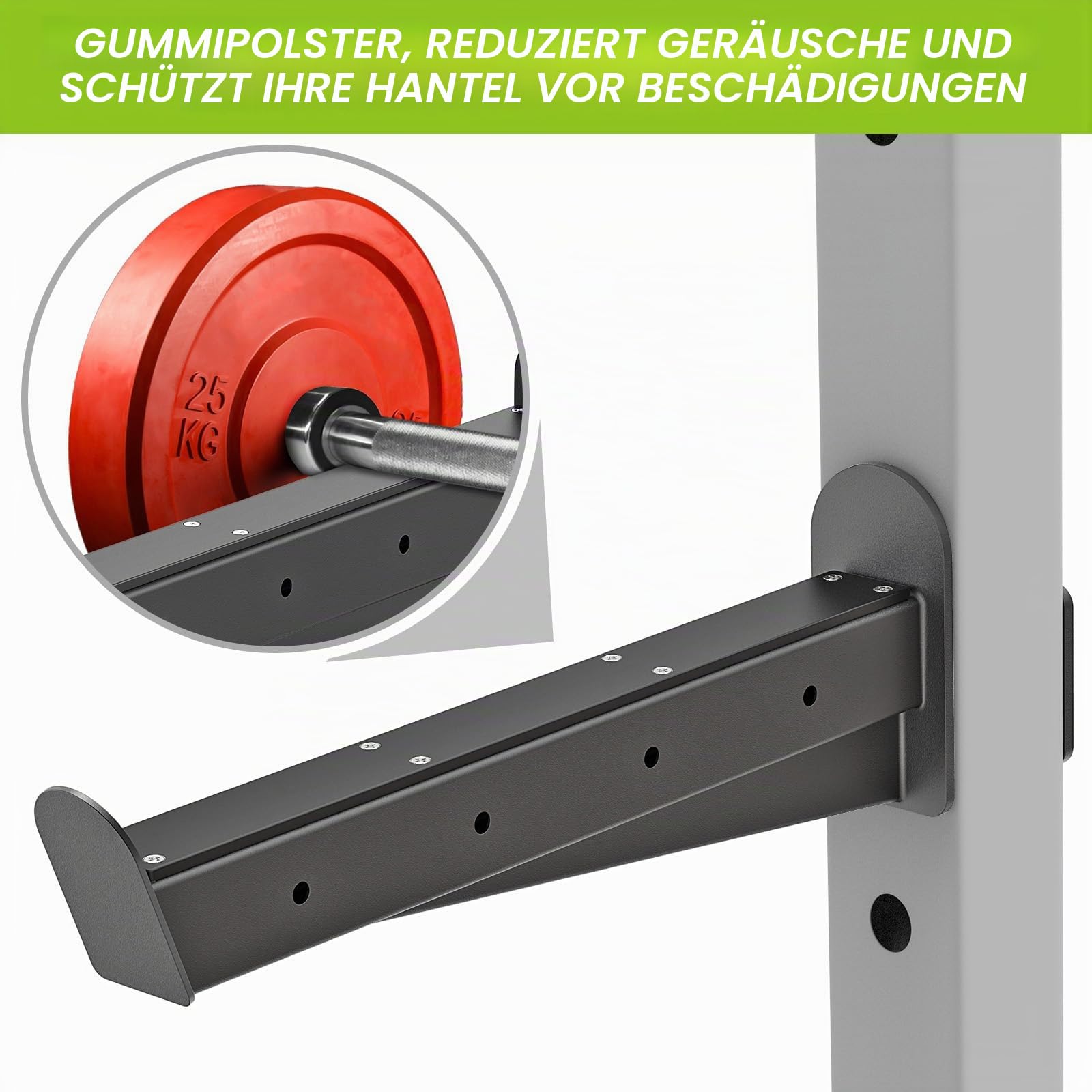 Kipika Sicherheits-Spotter-Arme für 5,1 x 5,1 cm und 7,6 x 7,6 cm Power-Racks mit 1,6 cm und 2,5 cm Löchern, robuste Langhantel-Sicherheitsverschlüsse mit Gummi-Pad,2 Stück