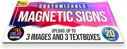 Miniatura 2 de Paquete de 2 letreros magnéticos personalizados de 12 x 24 pulgadas a todo color para negocios y publicidad, imanes de vinilo personalizados de 30