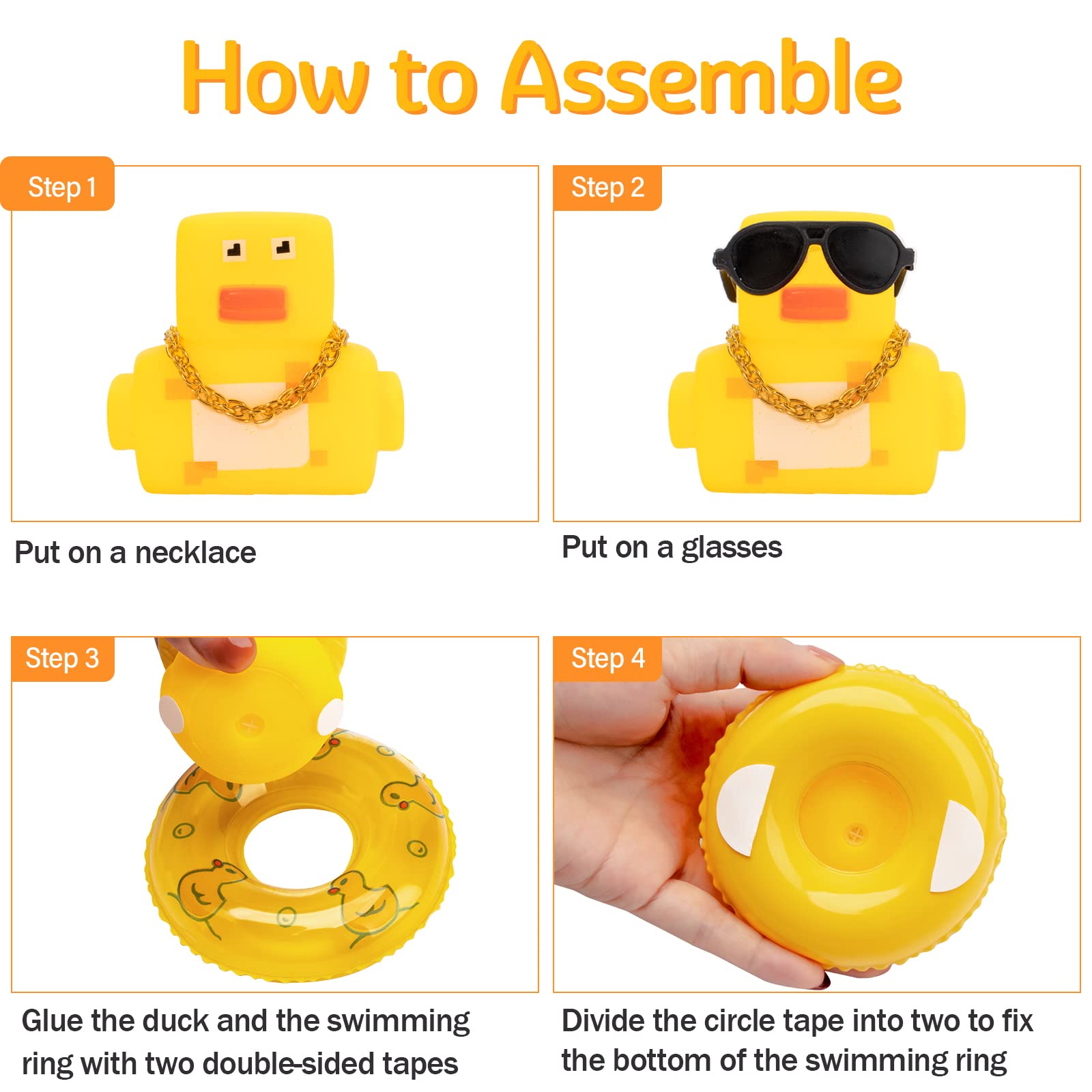 wonuu Car Rubber Duck Car Duck Decoration Dashboard Car Ornament for Car Dashboard Decoration Accessories with Mini Swim — view 3