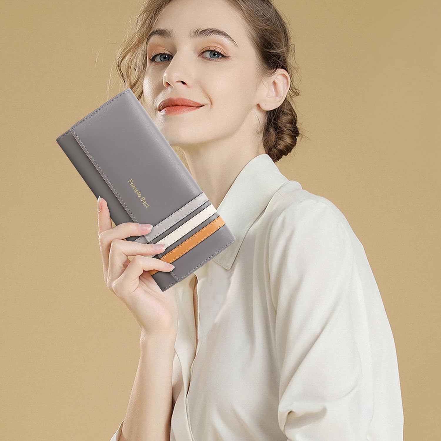 Pomelo Best Womens Wallet RFID Blocking Leather Wallet with Multiple Card Slots and Cellphone Compartment for Women - Image 6