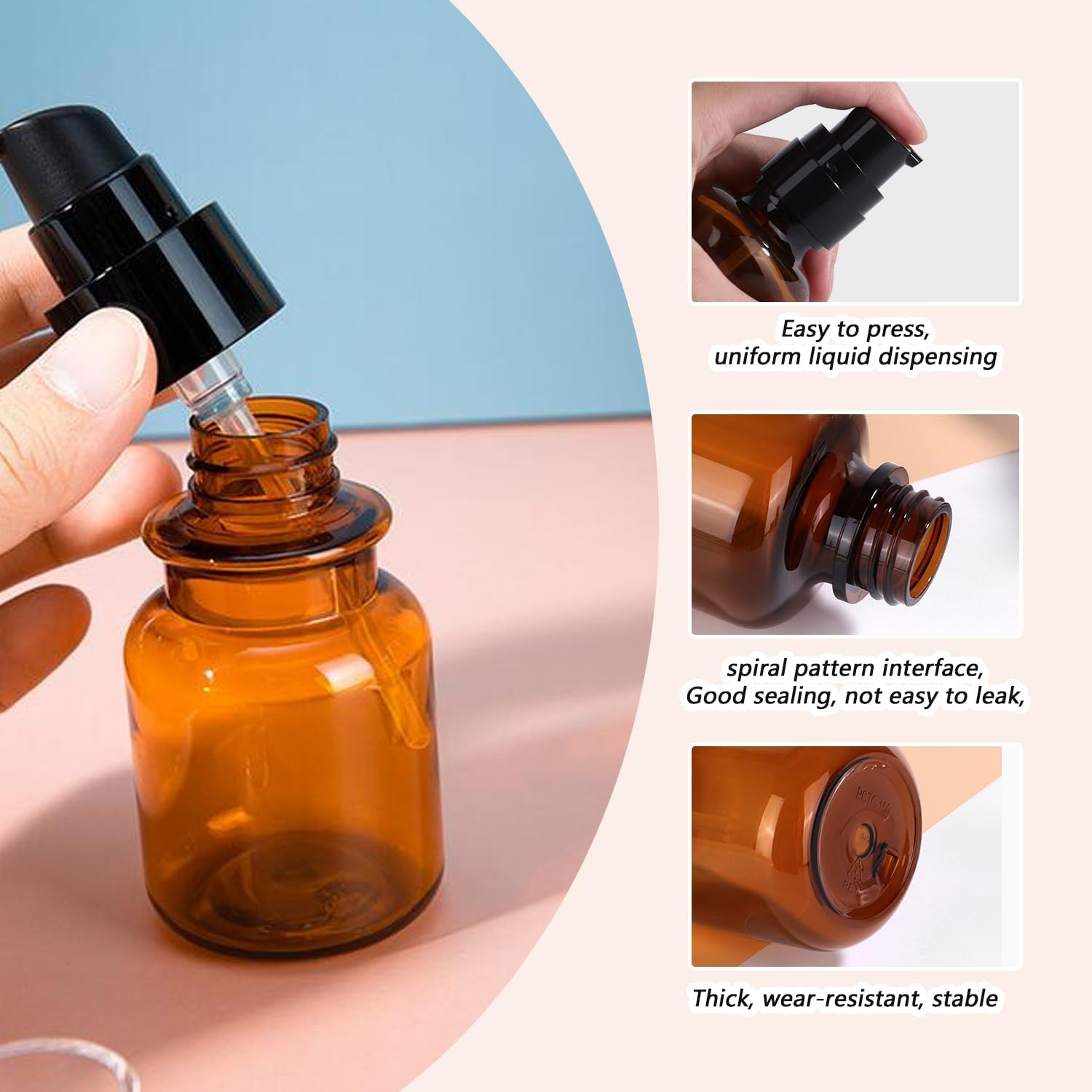 2Pcs 120ML/4OZ Amber Plastic Lotion Pump Bottles Dispensers Refillable Makeup Cosmetic Storage Containers Soap Dispenser Vials for Cream Shampoo Essential Oil - Image 8