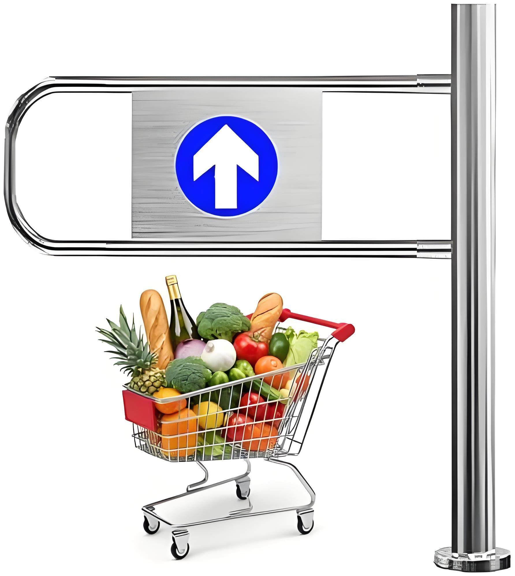 Automatyczna metalowa brama ochronna – 90 x 100 cm, przemysłowa brama dla pieszych ze zintegrowaną sprężyną, idealna do supermarketów i magazynów, trwała i bezpieczna konstrukcja dla maksymalnego
