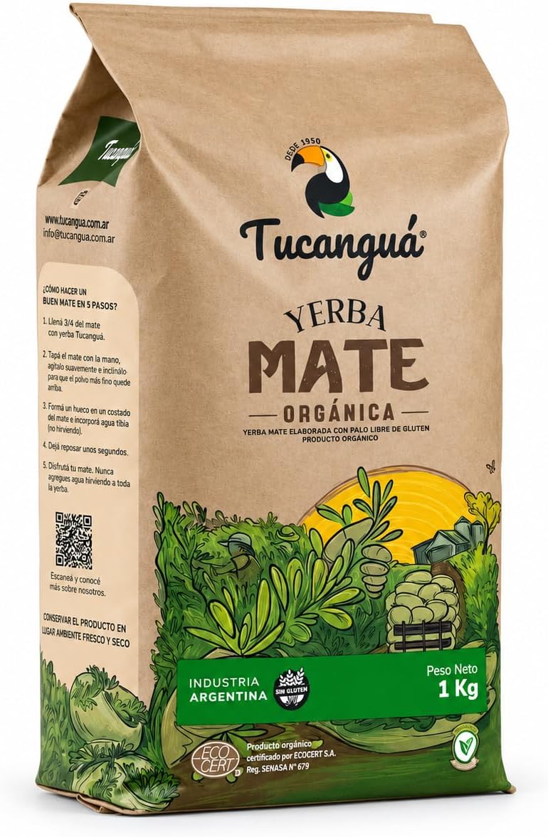 Organic Yerba Mate with Stems, Traditional Argentine Mate, Naturally Aged 24 Months, Certified Organic (1kg | 2.2lb)