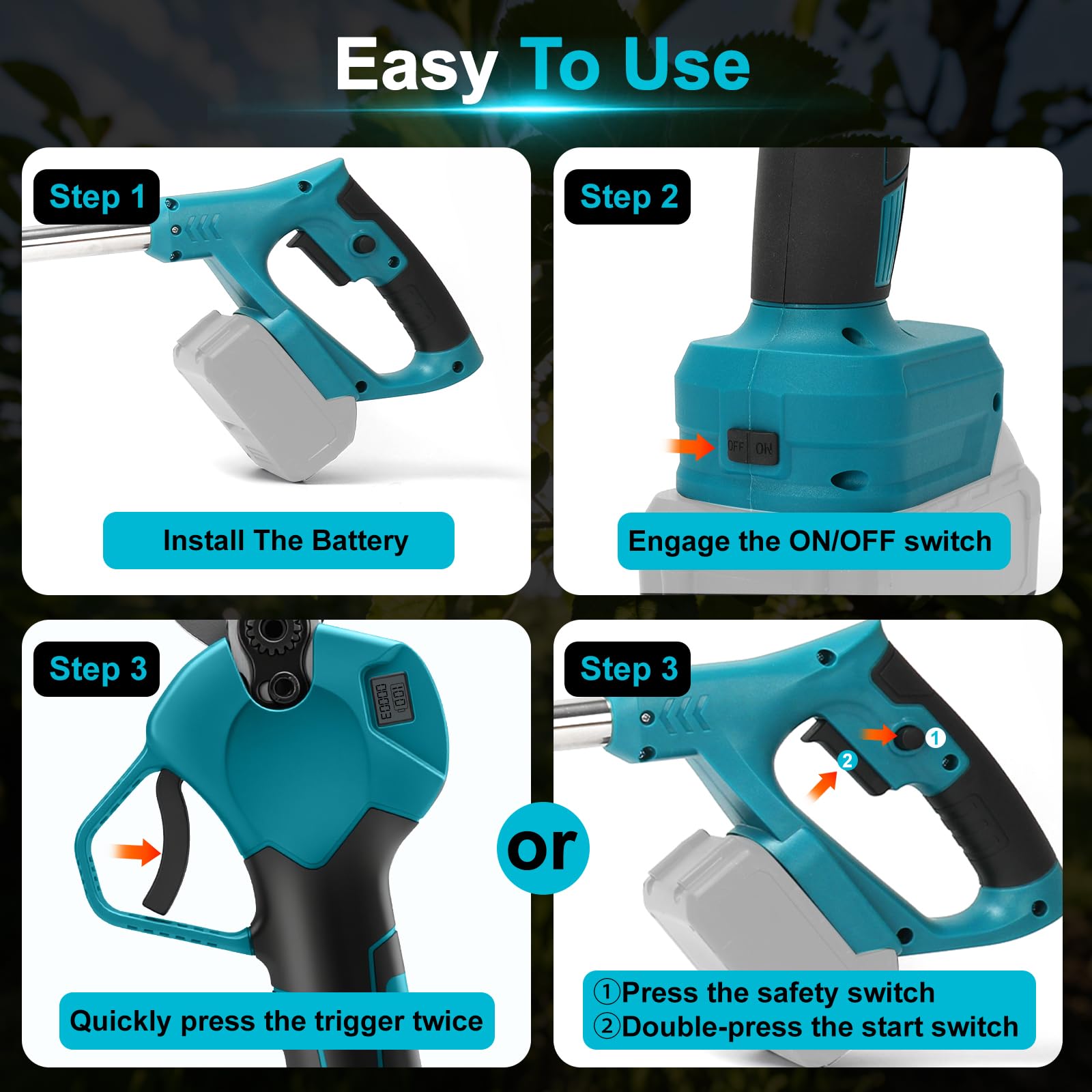 Cesoie da Potatura a batteria 2 in 1, Compatibile con Makita 18 V, Elettriche Potatura con Asta Telescopica 135CM, Cesoie 40 mm, Senza Spazzole Potatura per Potare alberi da frutto (senza batteria)