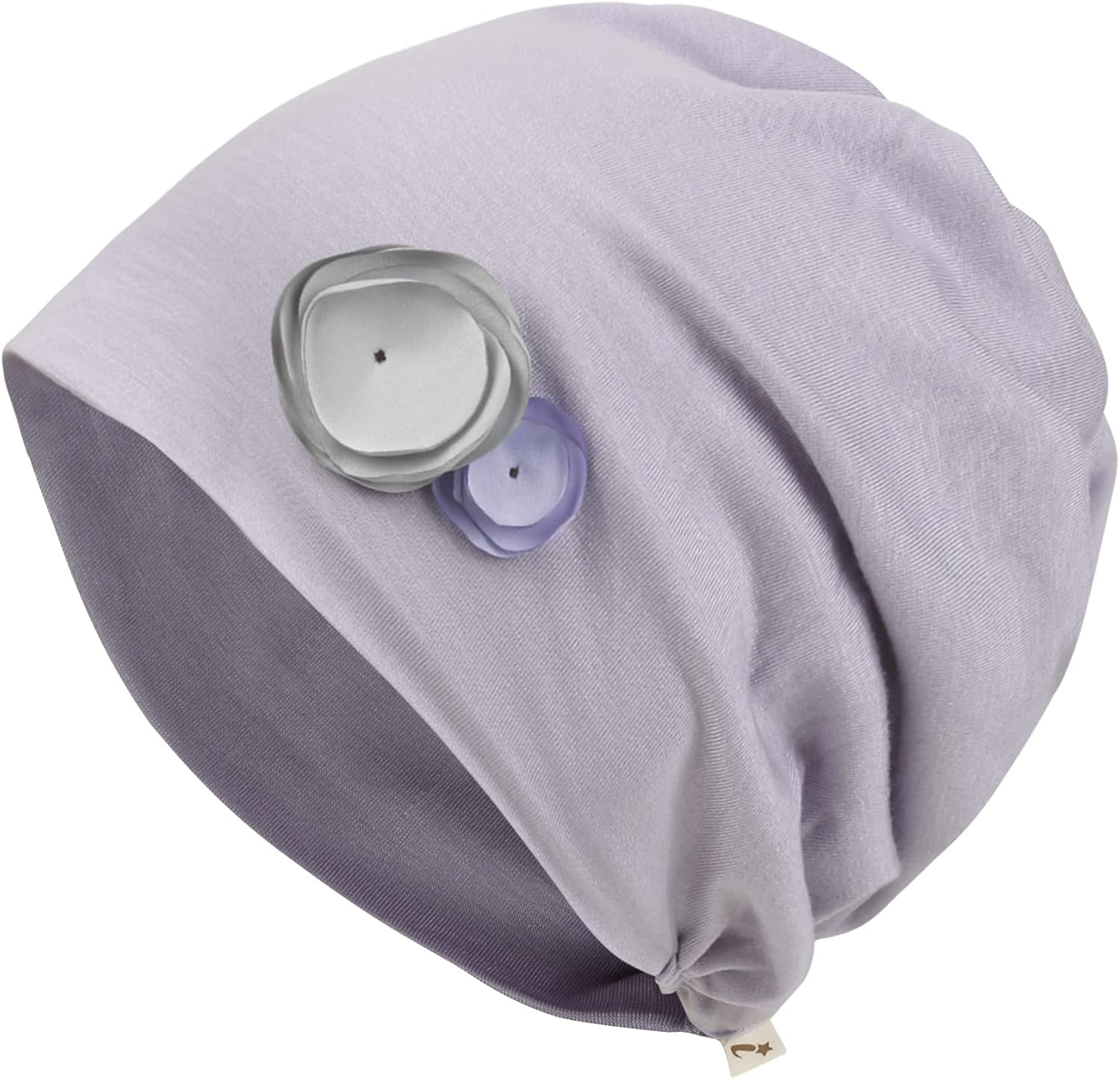 ililily Tencel Lyocell Flower Trim Chemo Hair Loss Beanie Ultra Soft Stretchable Head Cover Sleep Hat